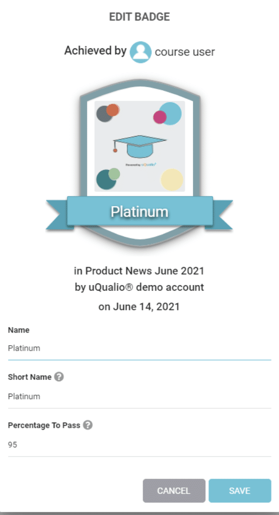 Screenshot of platinum certificate badge.