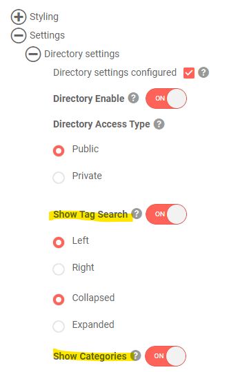 Tag Search and Categories for user navigation (White Label solutions) 