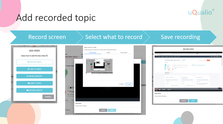 Example of how you add a recorded topic in uQualio software.