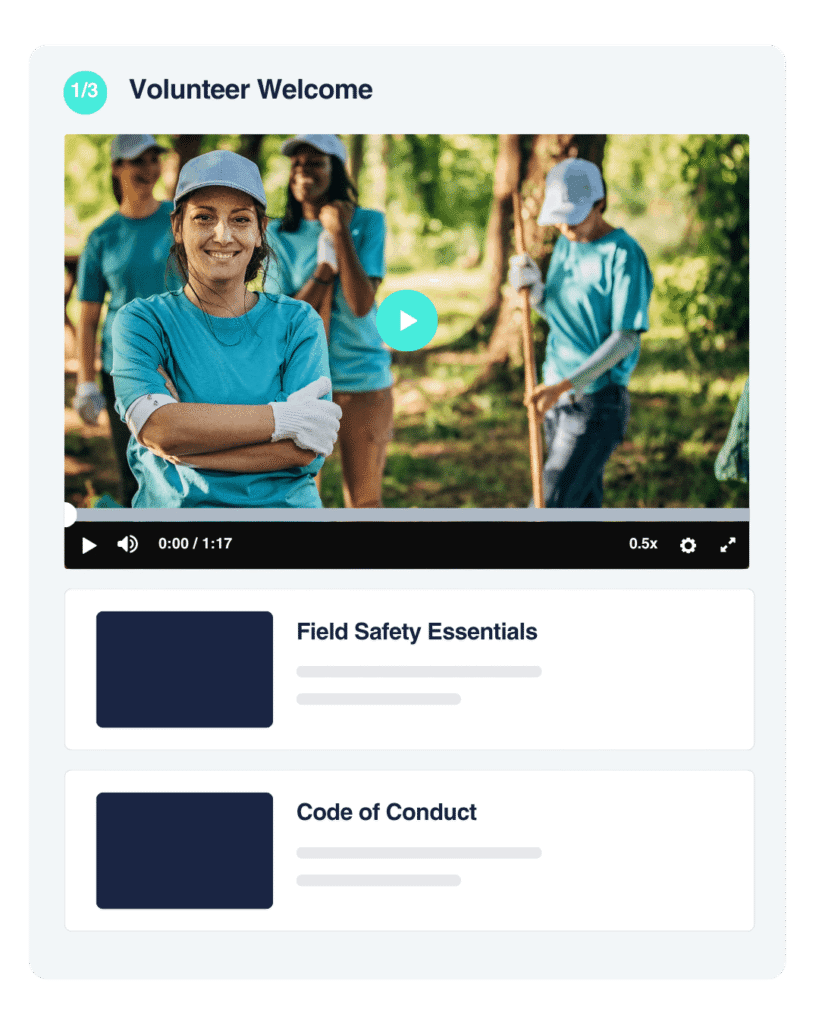 Turn every volunteer briefing into a course they'll actually finish